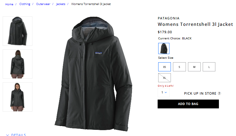 熱賣！PATAGONIA 巴塔 Torrentshell 3l 女士夾克 $179（約1284元）